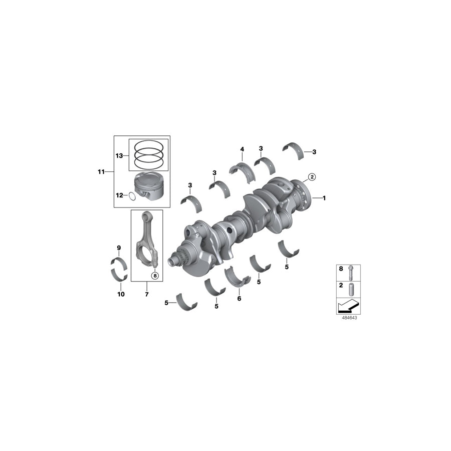 Genuine BMW 11219501198 F91 F92 F90 Bearing Shell In Cyanblau 65,00mm (Inc. M5 & M8)
