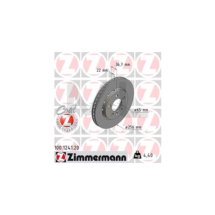 ZIMMERMANN COAT Z 100.1241.20 Brake Disc Externally Vented, Coated, High-carbon - 1 piece