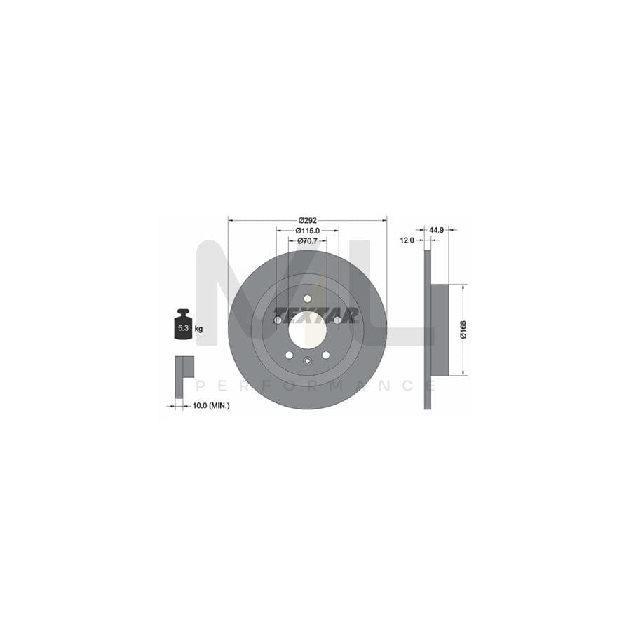 TEXTAR PRO 92205703 Brake Disc Solid, Coated, without wheel hub, without wheel studs - 1 piece
