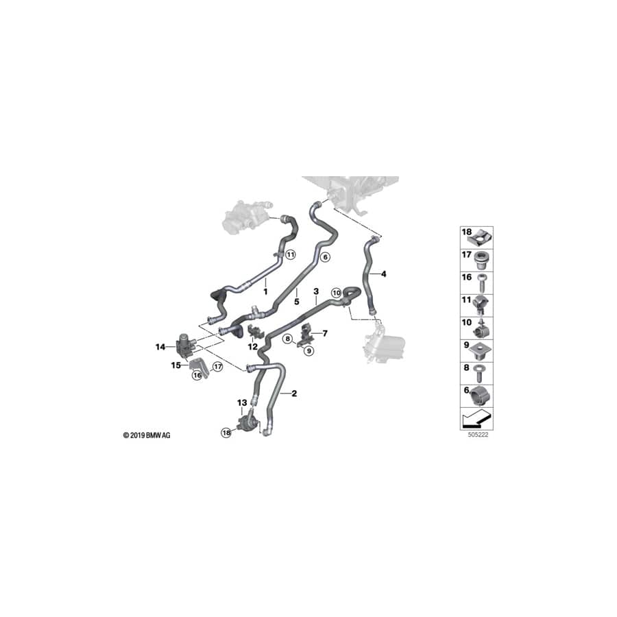 Genuine BMW 64219354466 G01 Coolant Hose, Supply 2 (Inc. X3 30eX)