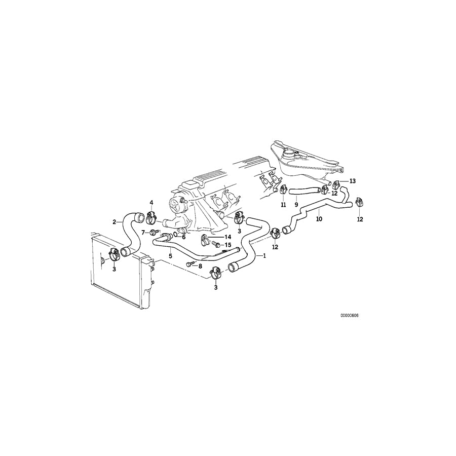Genuine BMW 11532243660 E34 Water Hose (Inc. 525td & 525tds)