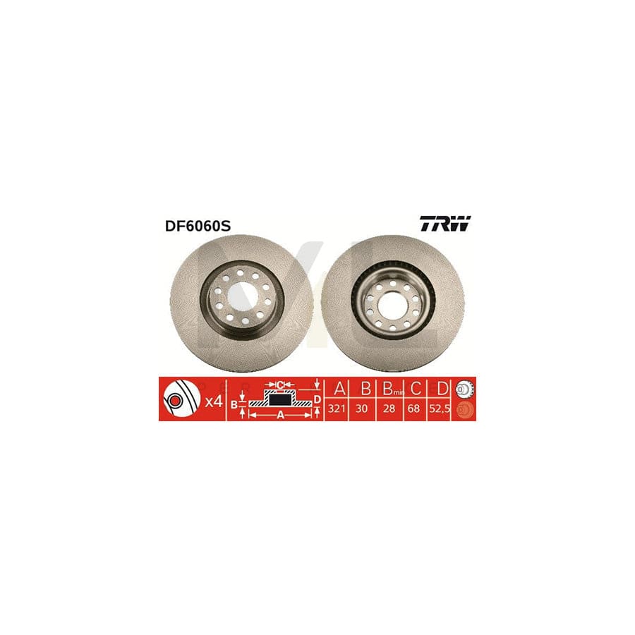TRW DF6060S Brake Disc for AUDI A6 Vented, Painted - 1 piece