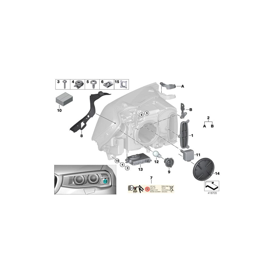 Genuine BMW 63117392976 F25 F26 Gasket, Headlight, Right (Inc. X3)