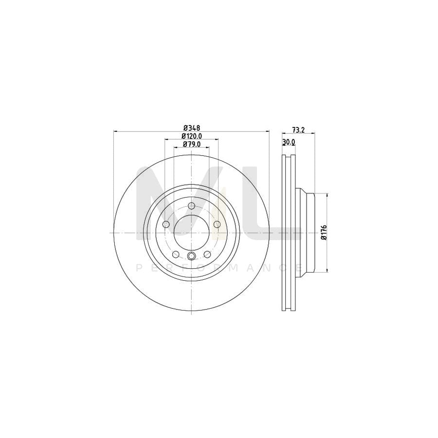HELLA PRO High Carbon 8DD 355 128-671 Brake Disc Internally Vented, Coated, High-carbon, without wheel hub, without wheel studs | ML Performance Car Parts