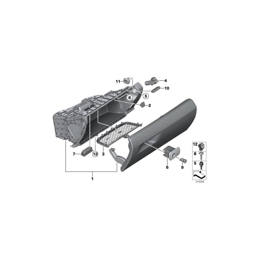Genuine BMW 51168063269 F31 F36 F34 Glove Box, Leather SCHWARZ/SCHWARZ (Inc. 425d, 330dX & 428i)