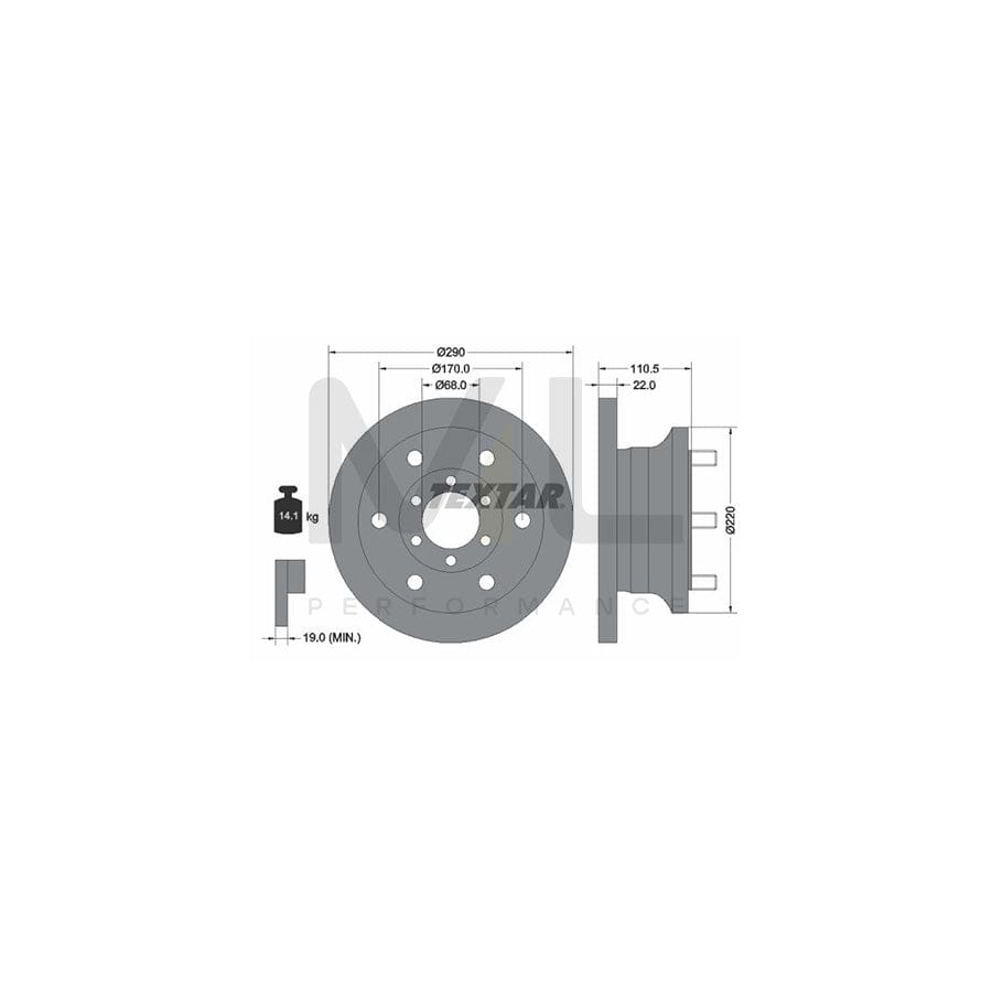 TEXTAR 93095100 Brake Disc for IVECO Daily Solid, with wheel studs, without wheel hub - 1 piece