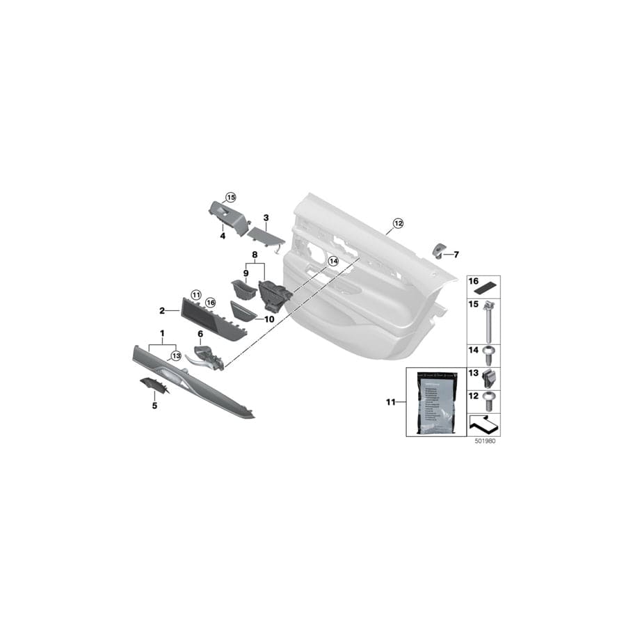 Genuine BMW 51427457543 G12 G11 Insert For Ashtray, Door, Rear Left (Inc. M760LiX, 740dX & 740LeX)