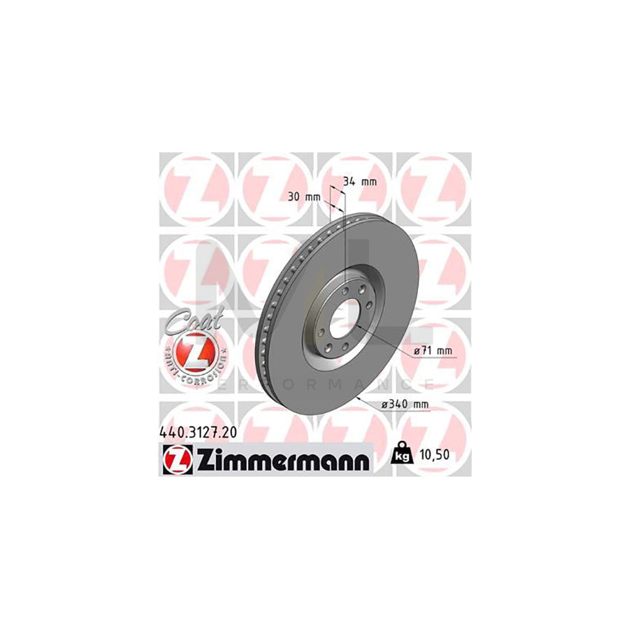 ZIMMERMANN COAT Z 440.3127.20 Brake Disc Internally Vented, Coated - 1 piece