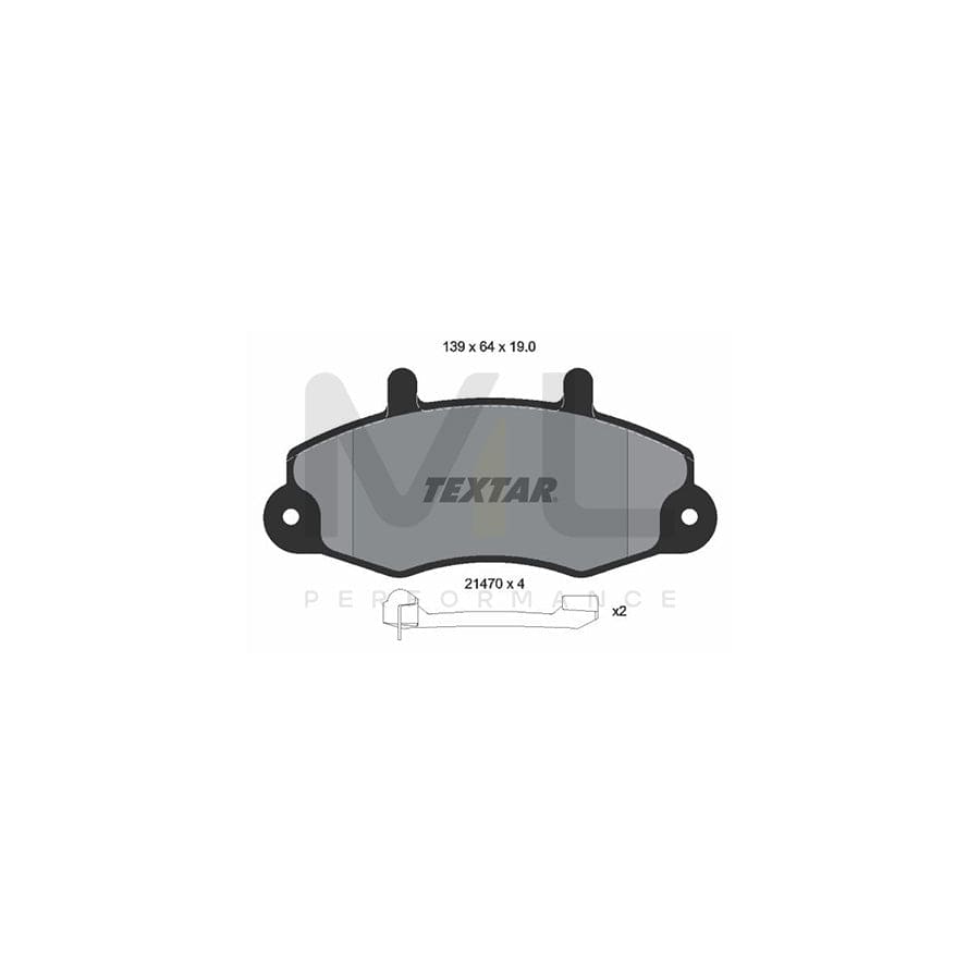 TEXTAR 2147002 Brake pad set for FORD TRANSIT with acoustic wear warning, with accessories