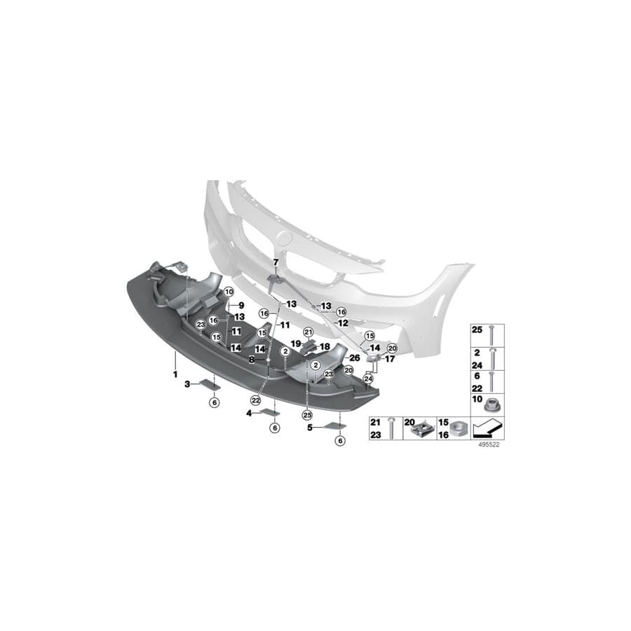 Genuine BMW 51628431950 Air Brake Channel Right FRONT SPLITTER (Inc. M4 GT4)