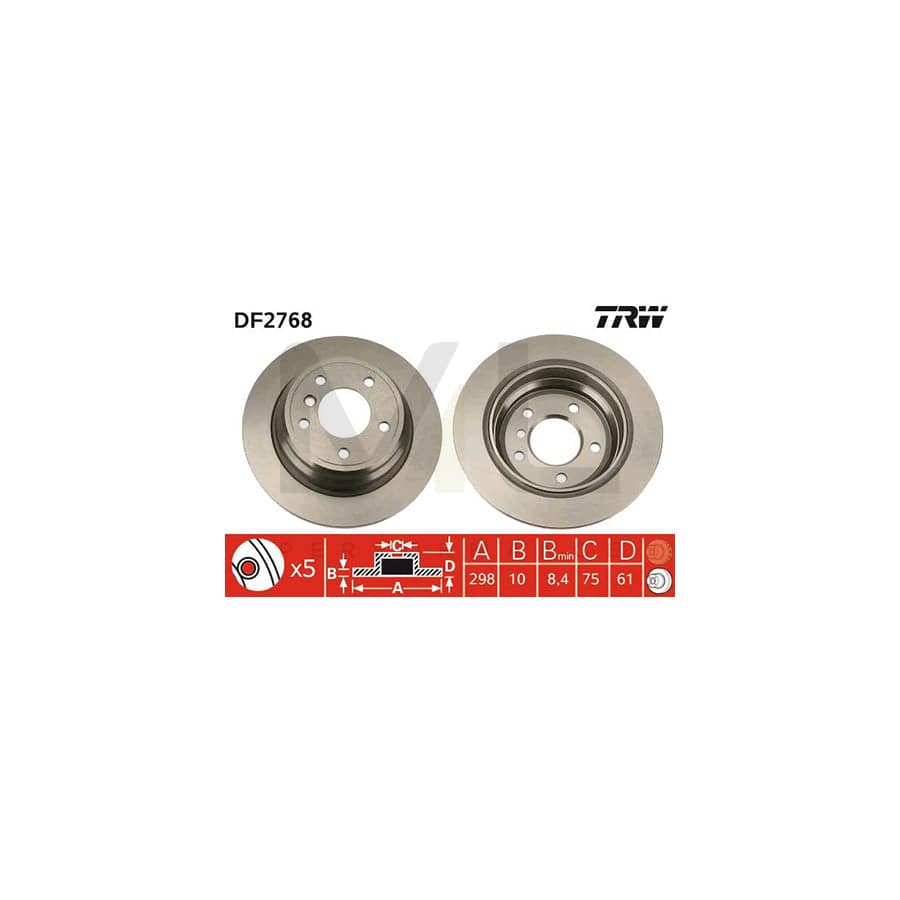 TRW DF2768 Brake Disc for BMW 5 Saloon (E39) Solid, Painted, High-carbon - 1 piece