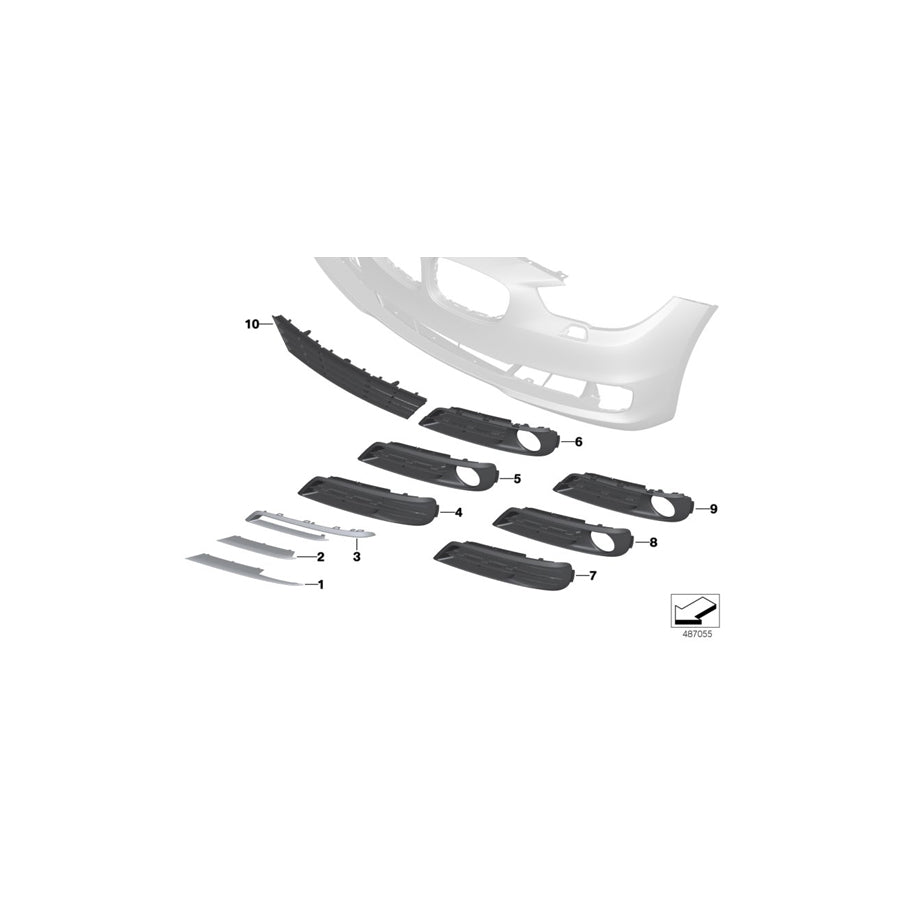 Genuine BMW 51117331672 F07 Grid Lateral Right BASIS (Inc. 550iX 4.4, 528i & 535dX)