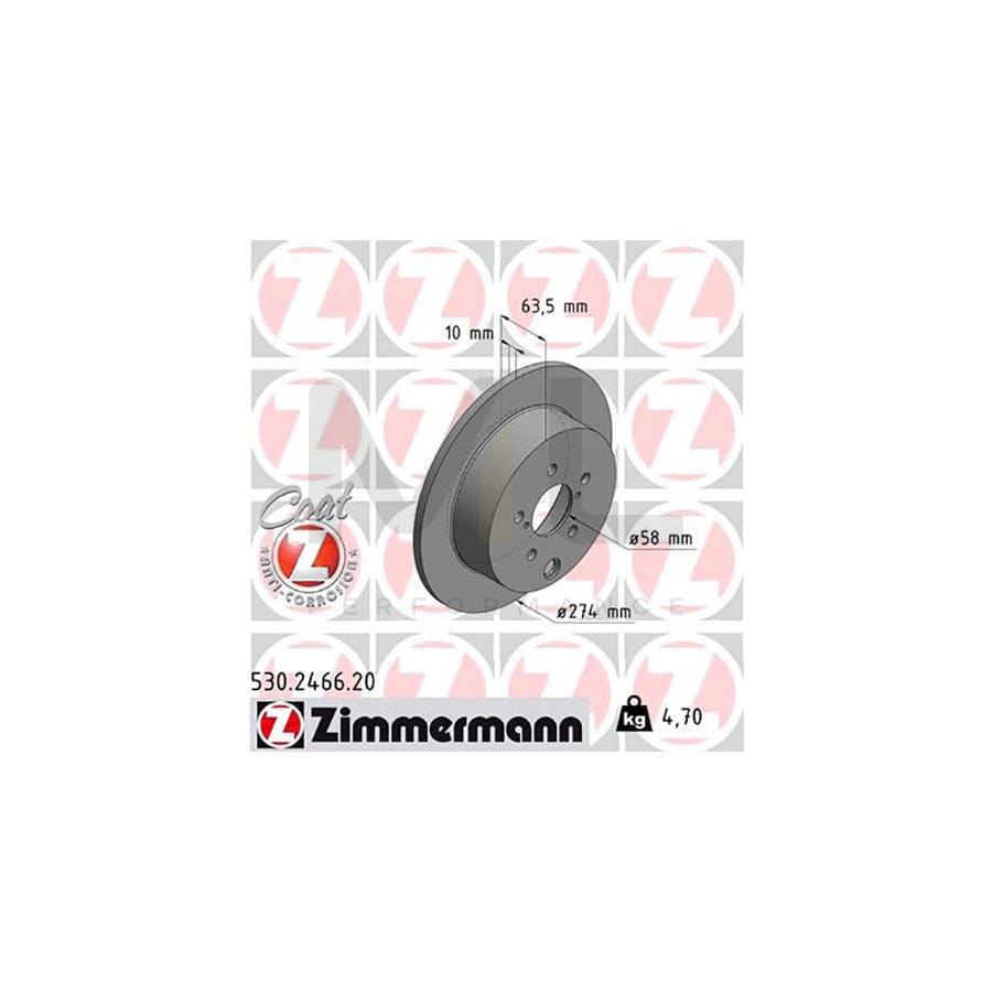 ZIMMERMANN COAT Z 530.2466.20 Brake Disc Solid, Coated - 1 piece