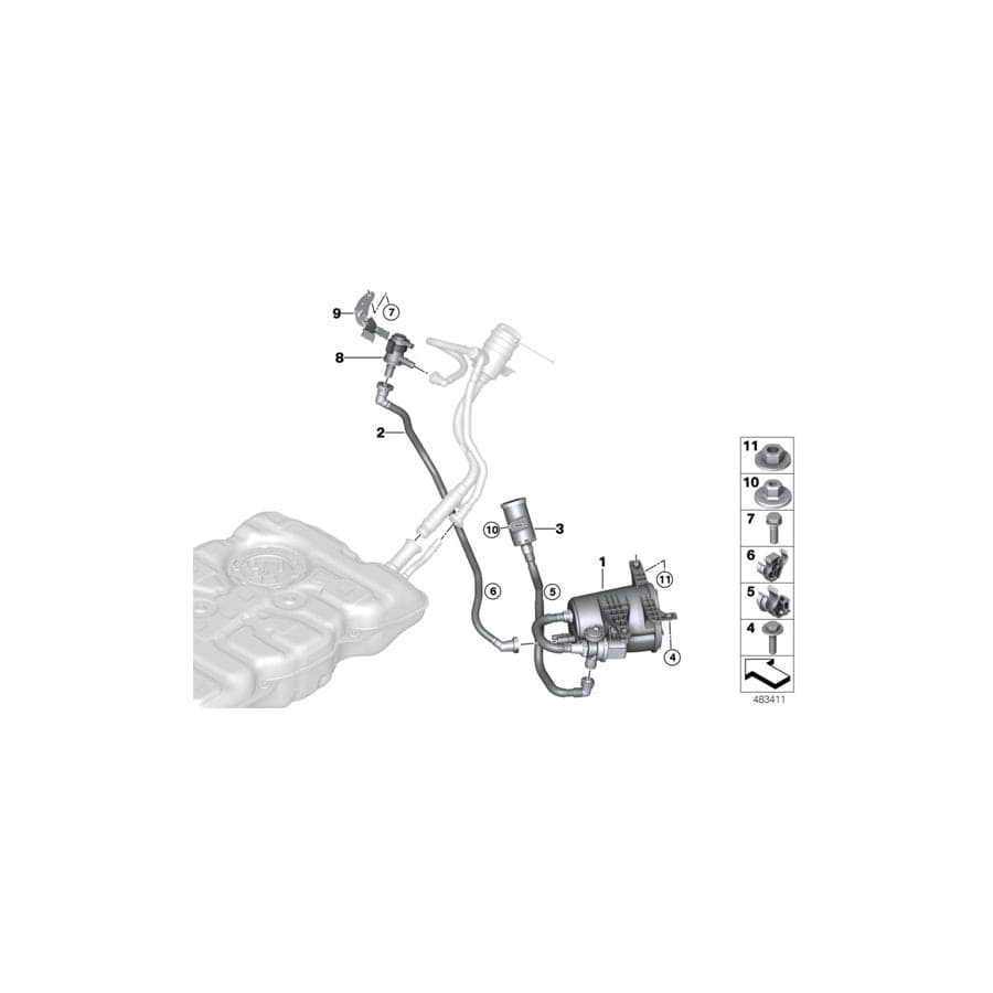 Genuine BMW 16137367308 G12 G11 Vent Pipe With Dust Filter (Inc. 740Le, 745eX & 740e)