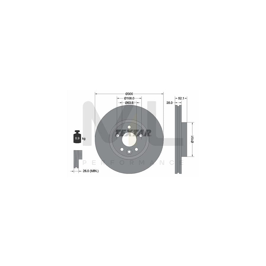 TEXTAR 92196900 Brake Disc for FORD MONDEO Internally Vented, without wheel hub, without wheel studs - 1 piece