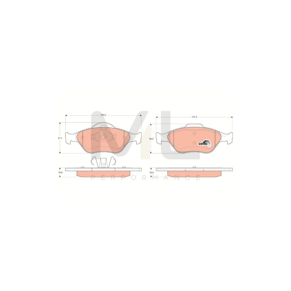 TRW Cotec Gdb1419 Brake Pad Set Not Prepared For Wear Indicator