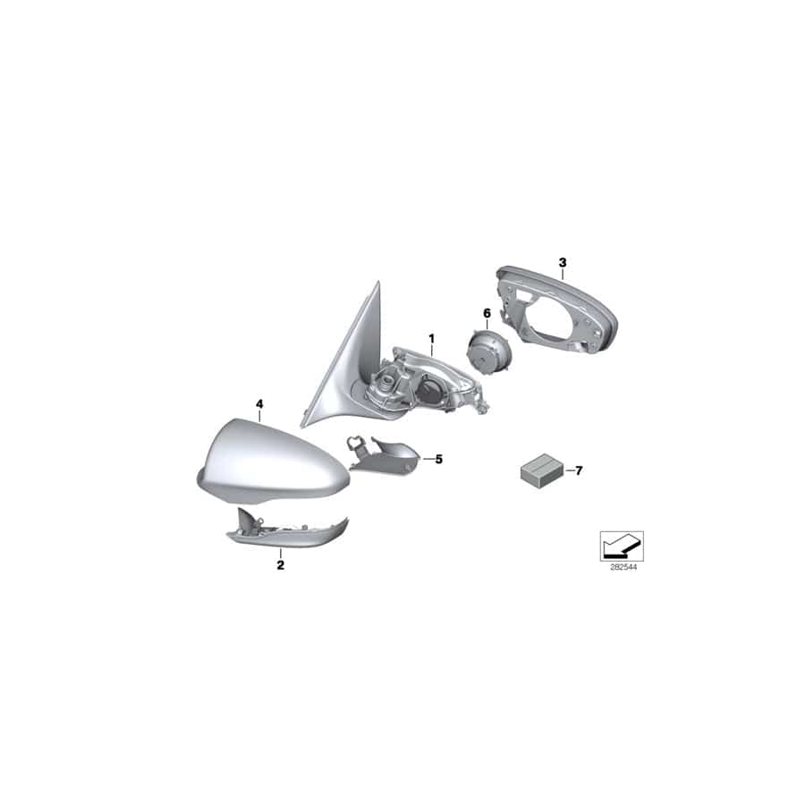 Genuine BMW 51168055117 F12 F06 M Outside Mirror W/O Lens, Heated, Left M (Inc. M6)