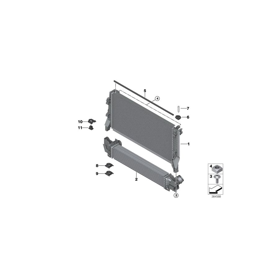 Genuine BMW Mini 17117617640 F55 F56 Radiator (Inc. Cooper)