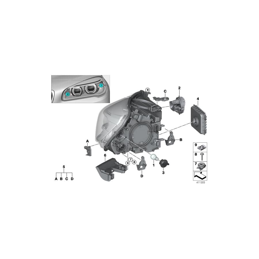 Genuine BMW Mini 63117492089 F45 F55 Control Unit For Front Light Electronics (Inc. Cooper D ALL4, Cooper SD ALL4 & JCW ALL4)