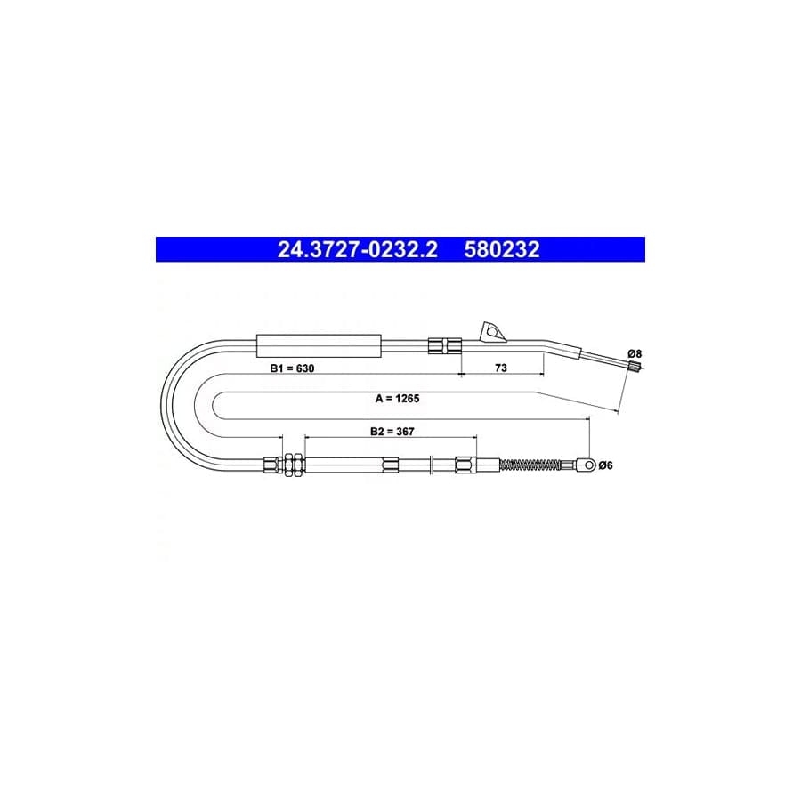 ATE 24.3727-0232.2 Hand Brake Cable for BMW 7 (E38)