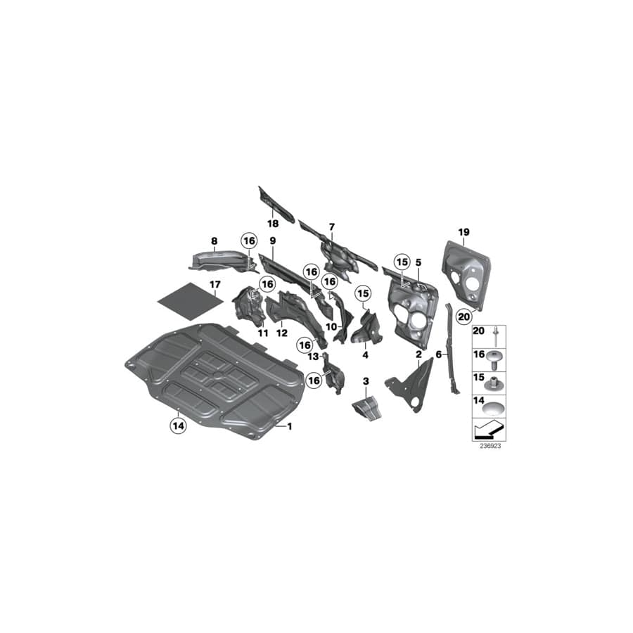 Genuine BMW 51717211898 F11 F03 F10 Noise Insulation, Firewall, Lower Right (Inc. 528i, ALPINA B7 & 525d)