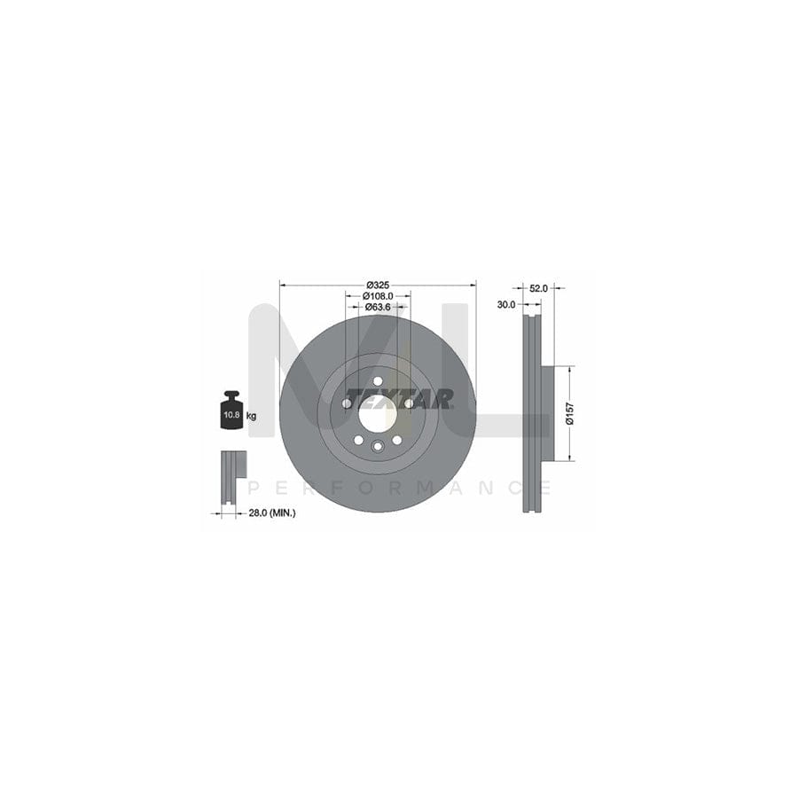 TEXTAR PRO 92278603 Brake Disc Internally Vented, Coated, without wheel hub, without wheel studs - 1 piece