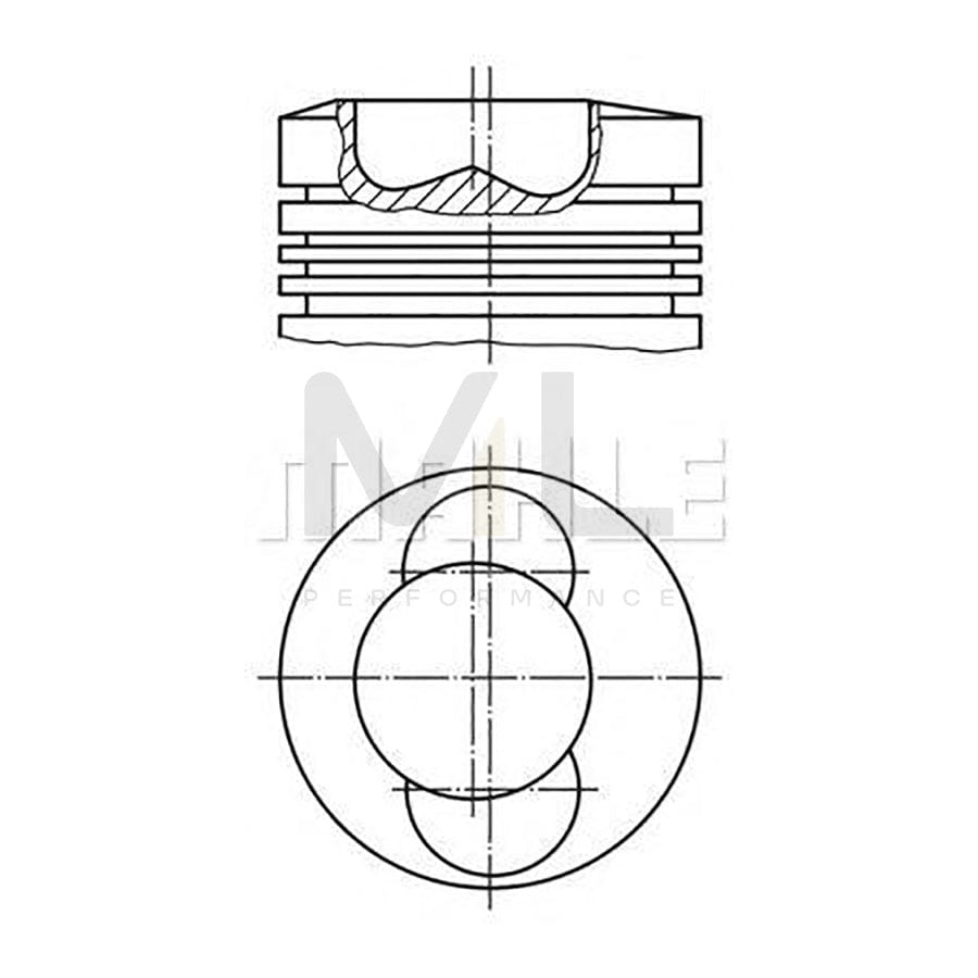 MAHLE ORIGINAL 1017101 Piston 125,5 mm, with piston rings, with cooling duct, with piston ring carrier | ML Performance Car Parts