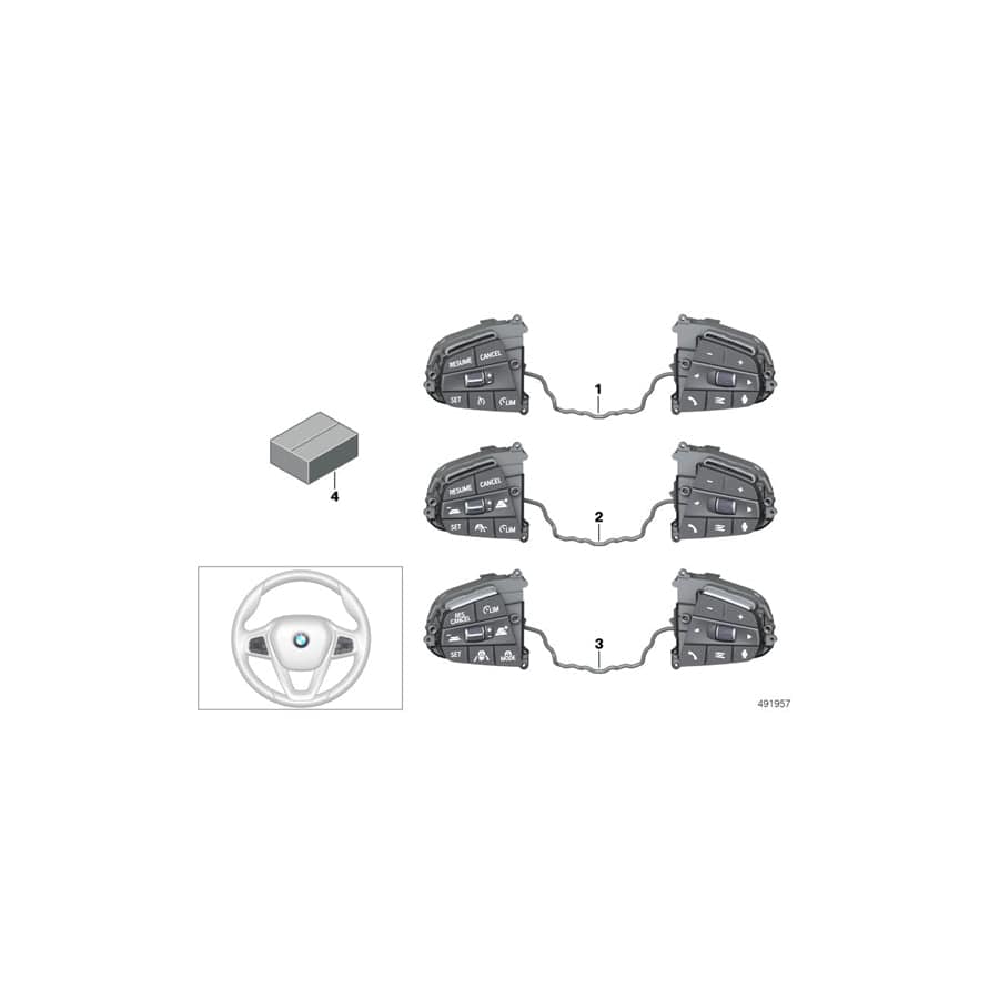 Genuine BMW 61319483006 G07 G05 G11 Switch, Multifunct. Steering Wheel (Inc. X5 30dX, 730Ld & X5 40i)