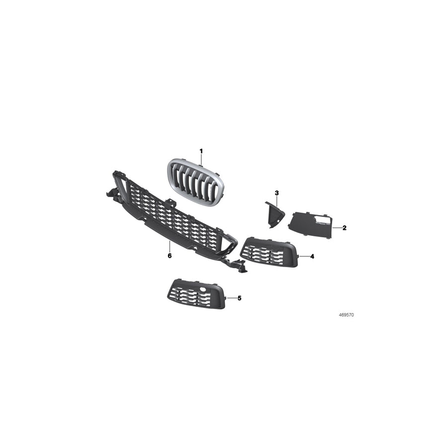 Genuine BMW 51118059888 F48 Grid, Center M (Inc. X1 25iX, X1 28i & X1 20iX)