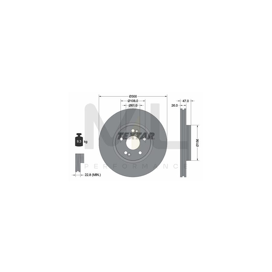 TEXTAR 92119000 Brake Disc for RENAULT LAGUNA Externally Vented, without wheel hub, without wheel studs - 1 piece