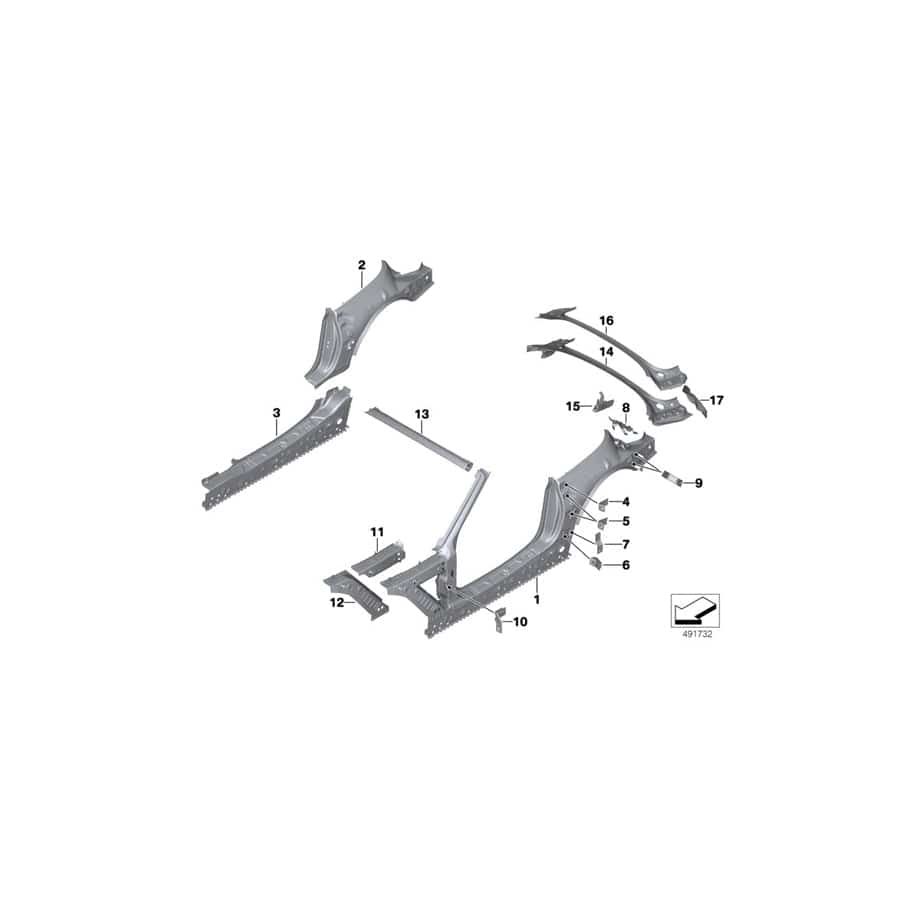 Genuine BMW 41008812543 G29 Bracket, B-Pillar Side Panel, Top Left (Inc. Z4 20i, Z4 30i & Z4 M40i)