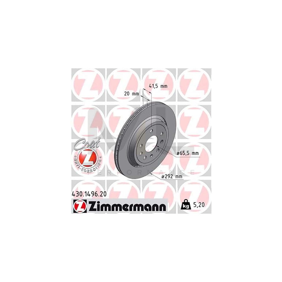 ZIMMERMANN COAT Z 430.1496.20 Brake Disc Externally Vented, Coated - 1 piece