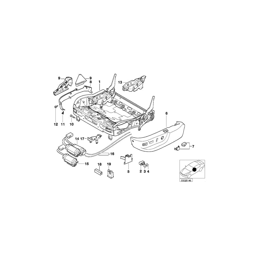 Genuine BMW 52108162328 E39 E38 Seat Frame (Inc. 540iP, 728iL & 740iLP)