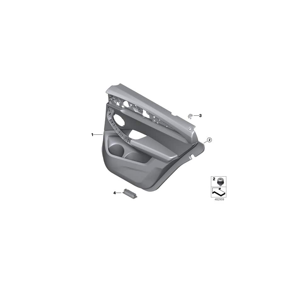 Genuine BMW 51427940118 G02 Door Trim Panel, Rear, Right SCHWARZ (Inc. X4)