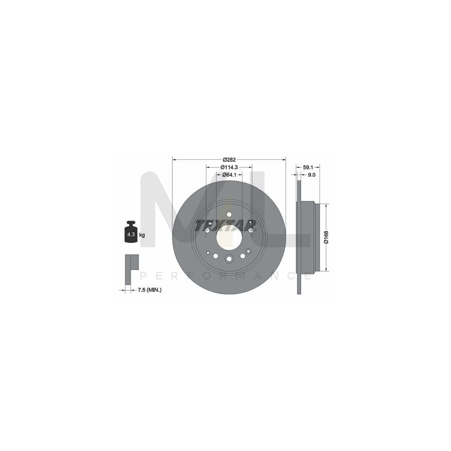 TEXTAR PRO 92261703 Brake Disc Solid, Coated, without wheel hub, without wheel studs - 1 piece
