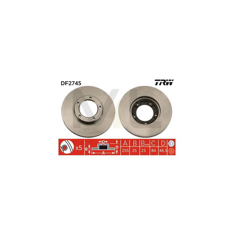 TRW DF2745 Brake Disc for TOYOTA HIACE Vented - 1 piece