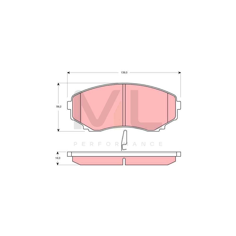 TRW Gdb3255 Brake Pad Set For Mazda Mpv Ii (Lw) With Acoustic Wear Warning, With Accessories