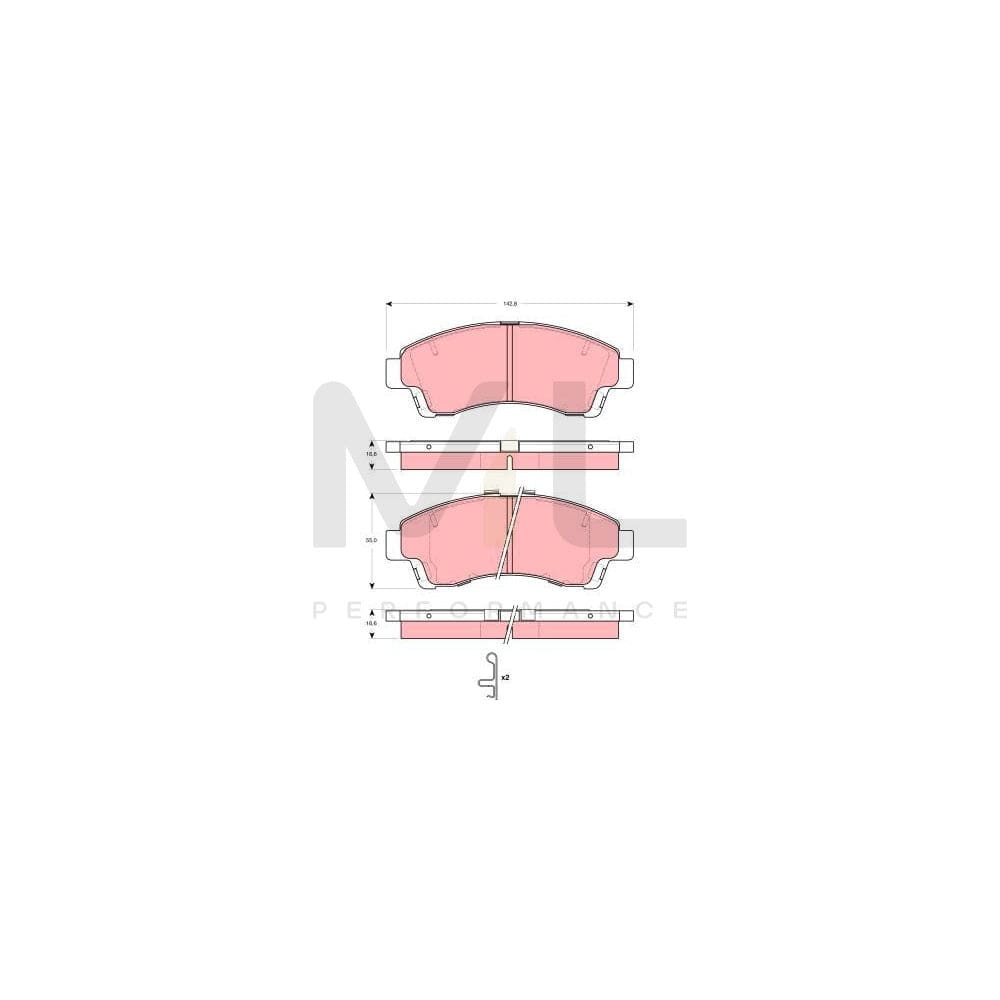 TRW Gdb3321 Brake Pad Set For Mazda B-Series Pickup (Uf) With Acoustic Wear Warning, With Accessories