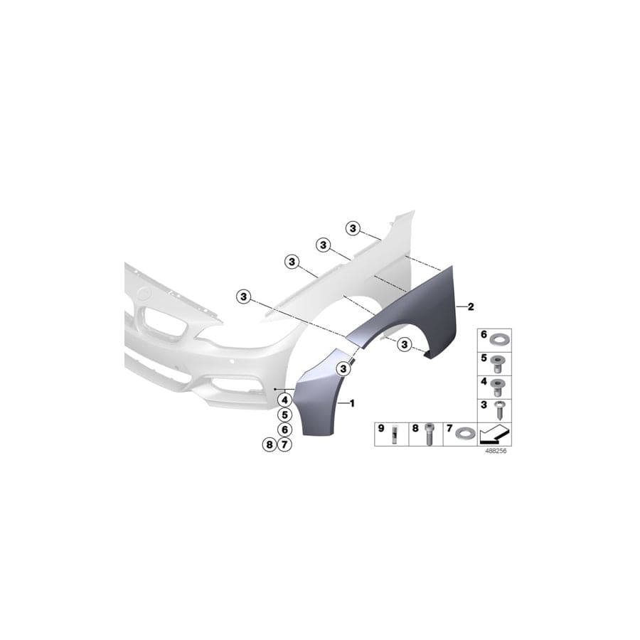Genuine BMW 51118416698 Extension Bumper Right Front (Inc. M235i Racing)