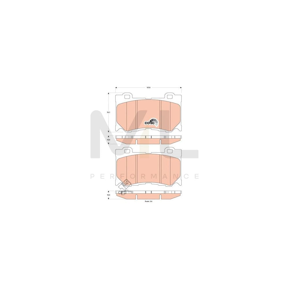 TRW Cotec Gdb3505 Brake Pad Set With Acoustic Wear Warning, With Accessories