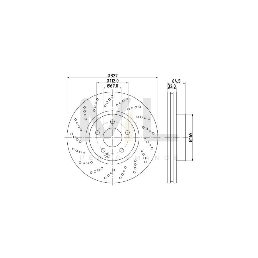 HELLA 8DD 355 114-231 Brake Disc Internally Vented, Perforated, without wheel hub, without wheel studs | ML Performance Car Parts