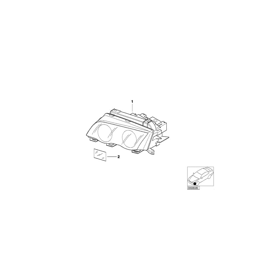 Genuine BMW 63126902753 E46 Headlight Left Covering schwarz (Inc. 328i, 323i & 325i)