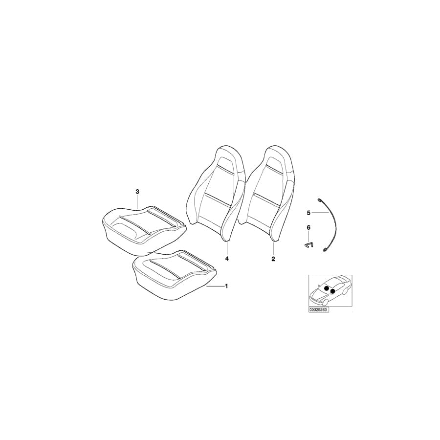Genuine BMW 52108411028 E36 Cover Backrest, Leather Q6ES ESTOR.BLAU (Inc. Z3 M)