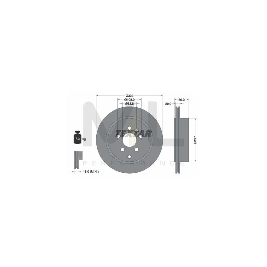 TEXTAR PRO 92162803 Brake Disc for LAND ROVER Freelander 2 Off-Road (L359) Internally Vented, Coated, without wheel hub, without wheel studs - 1 piece
