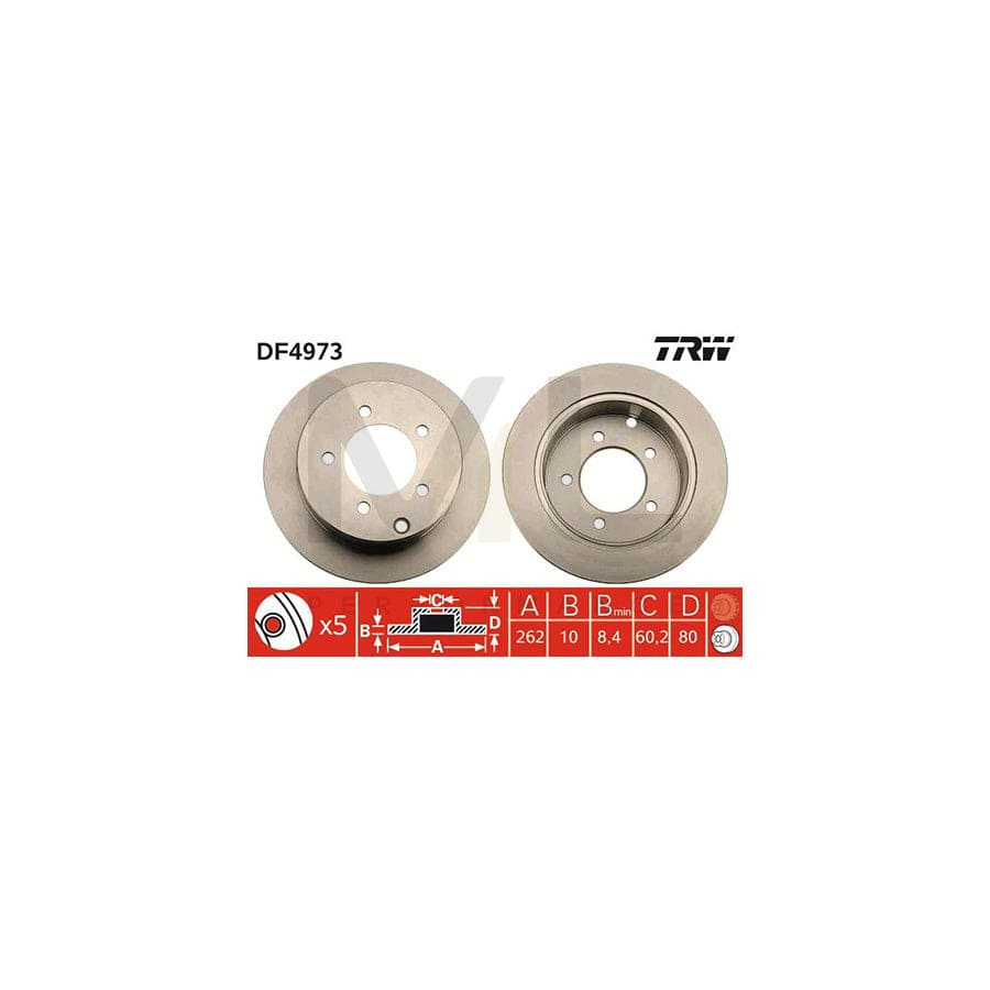 TRW DF4973 Brake Disc for MITSUBISHI LANCER Solid, Painted - 1 piece