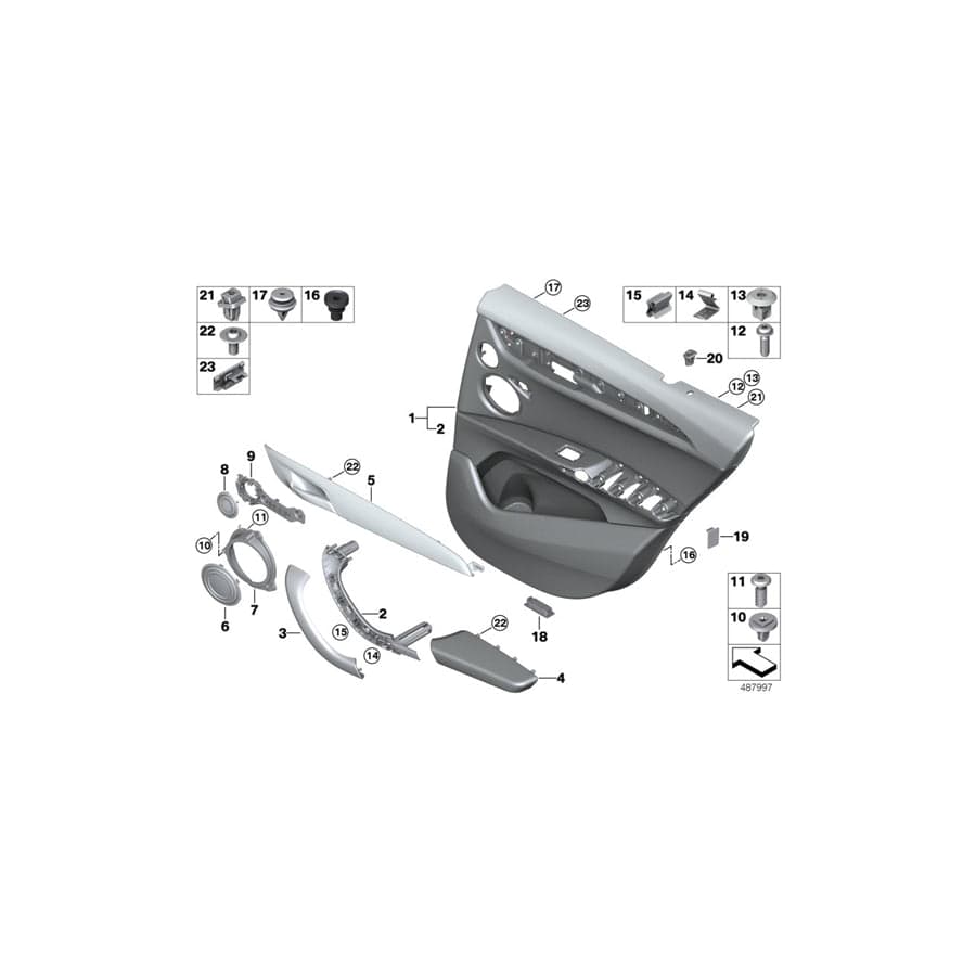Genuine BMW 51428072463 F39 Decorative Strip Aluminum Left HEXAGONAL (Inc. X2 20dX, X2 20i & X2 16d)