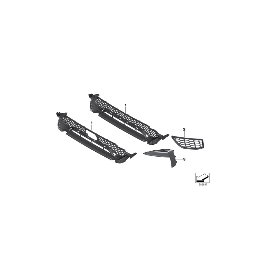 Genuine BMW 51118065195 Grill, Center Lower ACC (Inc. X3 M & X4 M)