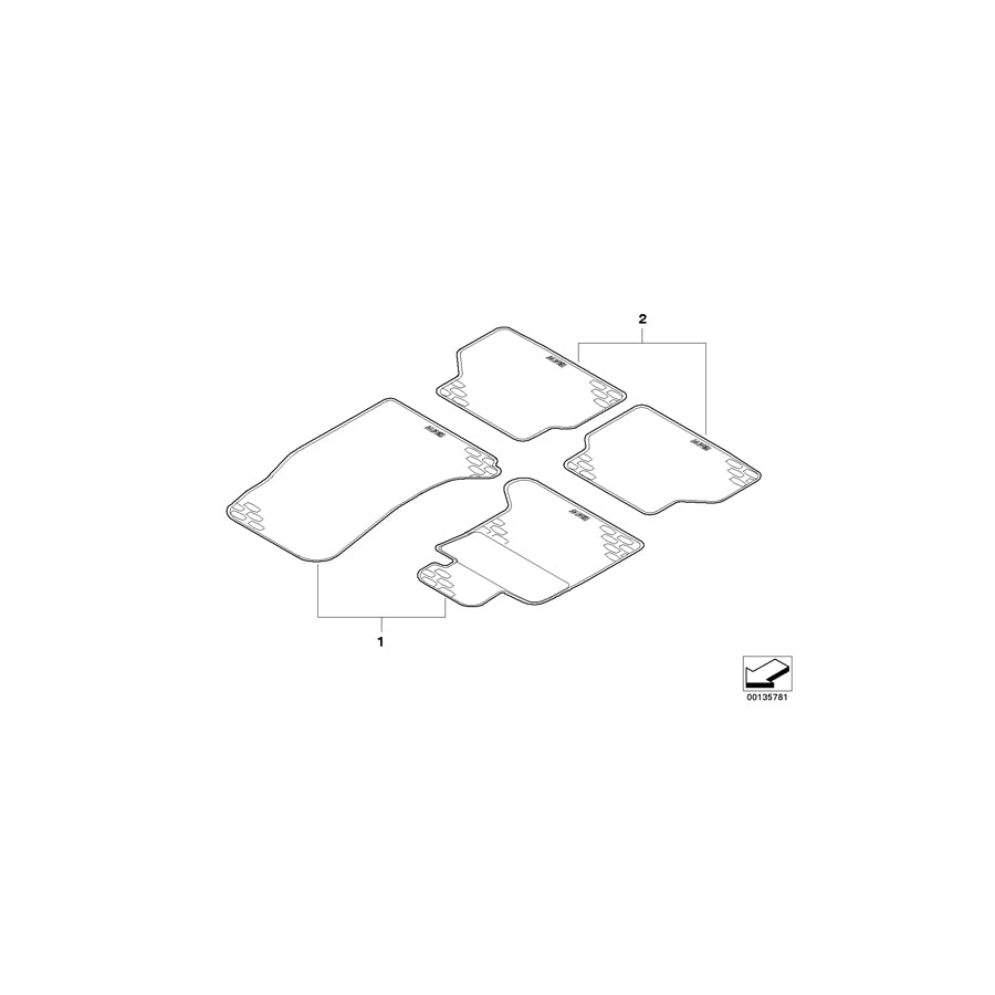 Genuine BMW 51470429147 E64 E64 Kit Rubber Floor Mats Rear SCHWARZ (Inc. 635d, M6 & 630i)