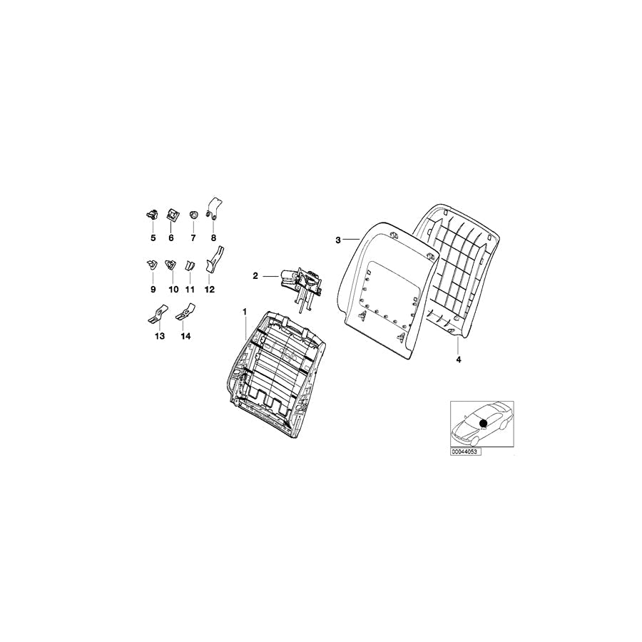 Genuine BMW 52108261081 E39 E38 Backrest Frame (Inc. 728iL, 750iLS & 525tds)