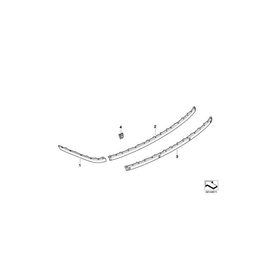 Genuine BMW 51127142221 E65 E66 E67 Protective Mouldings, Center, Primed (Inc. 730d, 745LiS & 730i)